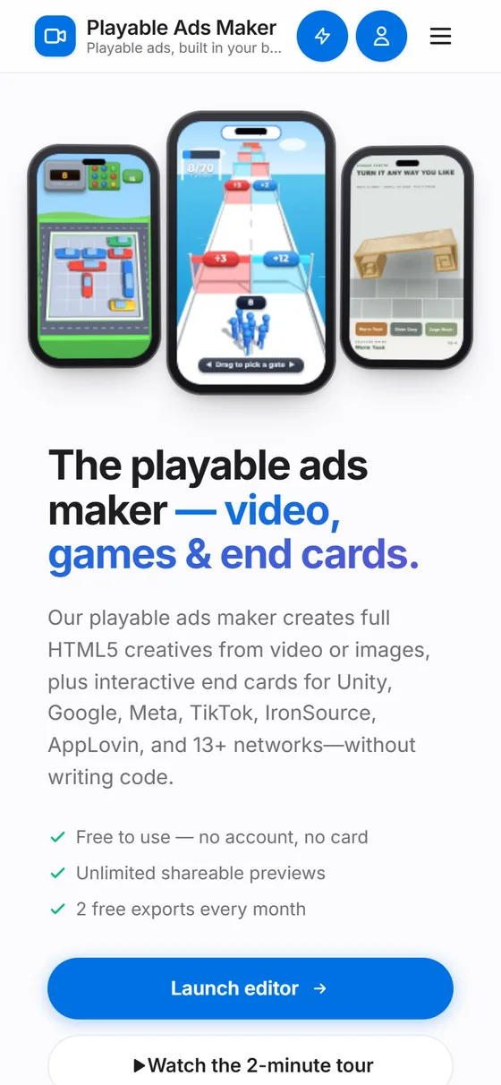 Playable Ads Maker on a phone
